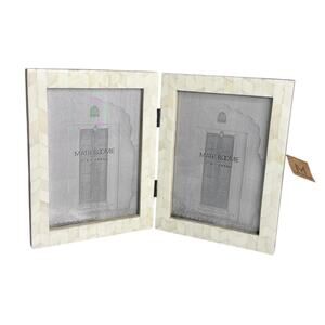 Matr Boomie Hinged Double Picture Frame White Cream Mosaic Tile Wedding New